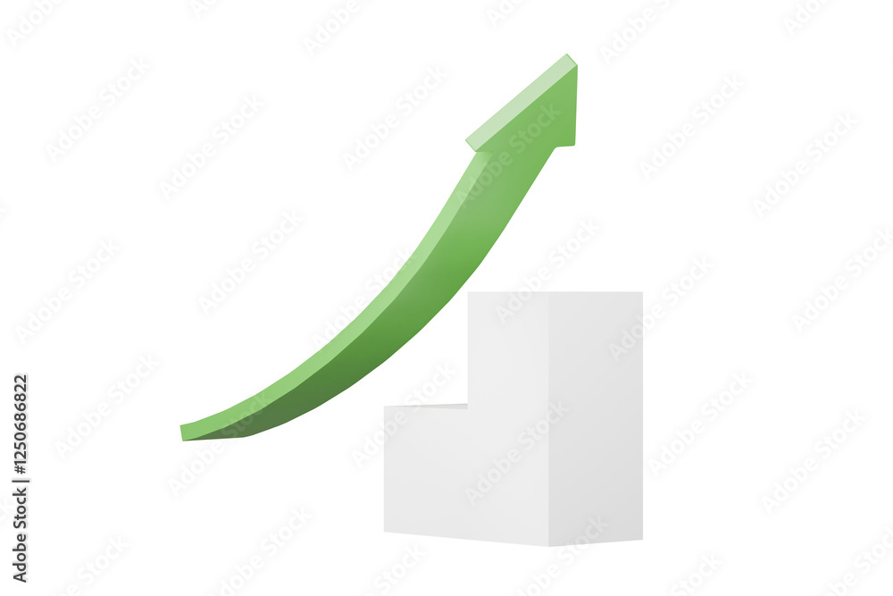 3d Green arrow growing up icon. Minimal Cartoon Success Green arrow up soaring finances icon isolated on blue Transparent background. Finance business economics progress concept. 3d render. 3d Green arrow growing up icon. Minimal Cartoon Success Green arrow up soaring finances icon isolated on blue Transparent background. Finance business economics progress concept. 3d render.