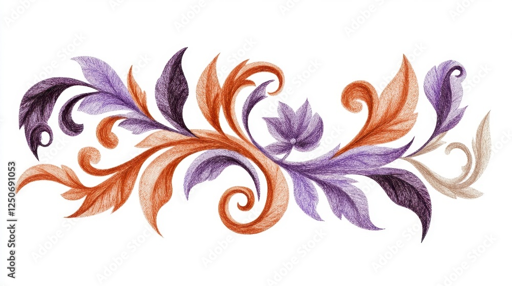 Obraz premium Elegant Swirling Leaf Motif in Warm and Cool Color Palette