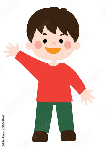 嬉しそうに笑う男の子のベクターイラスト