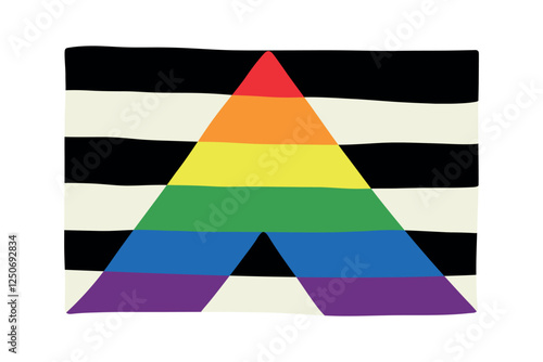 Colorful Straight ally pride flag Happy pride day LGBTQ community Pride Month Vector hand drawn doodle for posters, stickers, logo, cards