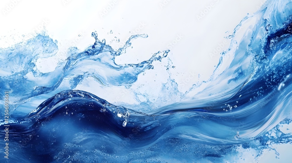 Crashing blue ocean waves with dynamic fluid motion and splashing foam Powerful turbulent water flow creating an abstract elegant and beautiful natural seascape background Crashing blue ocean waves with dynamic fluid motion and splashing foam Powerful turbulent water flow creating an abstract elegant and beautiful natural seascape background