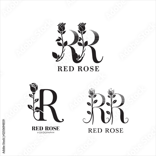 A videography company named Red Rose vector design.