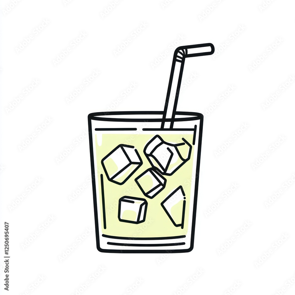 Hand-drawn illustration of iced beverage Hand-drawn illustration of iced beverage