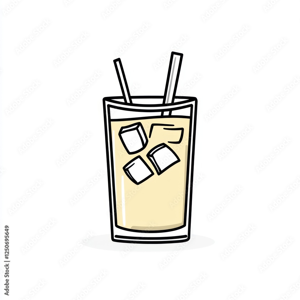 Cartoon Iced Drink in Glass Cartoon Iced Drink in Glass