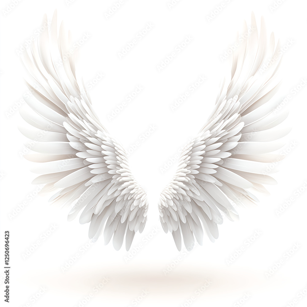 White background, angel wings spread out, symmetrical, photorealistic, isolated on white background, clipart style, PNG White background, angel wings spread out, symmetrical, photorealistic, isolated on white background, clipart style, PNG