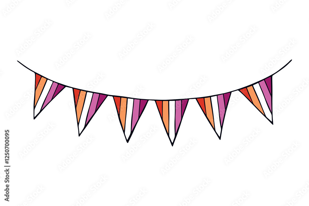 Obraz premium Colorful garland Lesbian pride flag Happy pride day LGBTQ community Pride Month Vector hand drawn doodle for posters, stickers, logo, cards