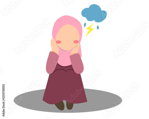 Little Girl Feeling Sad Illustration