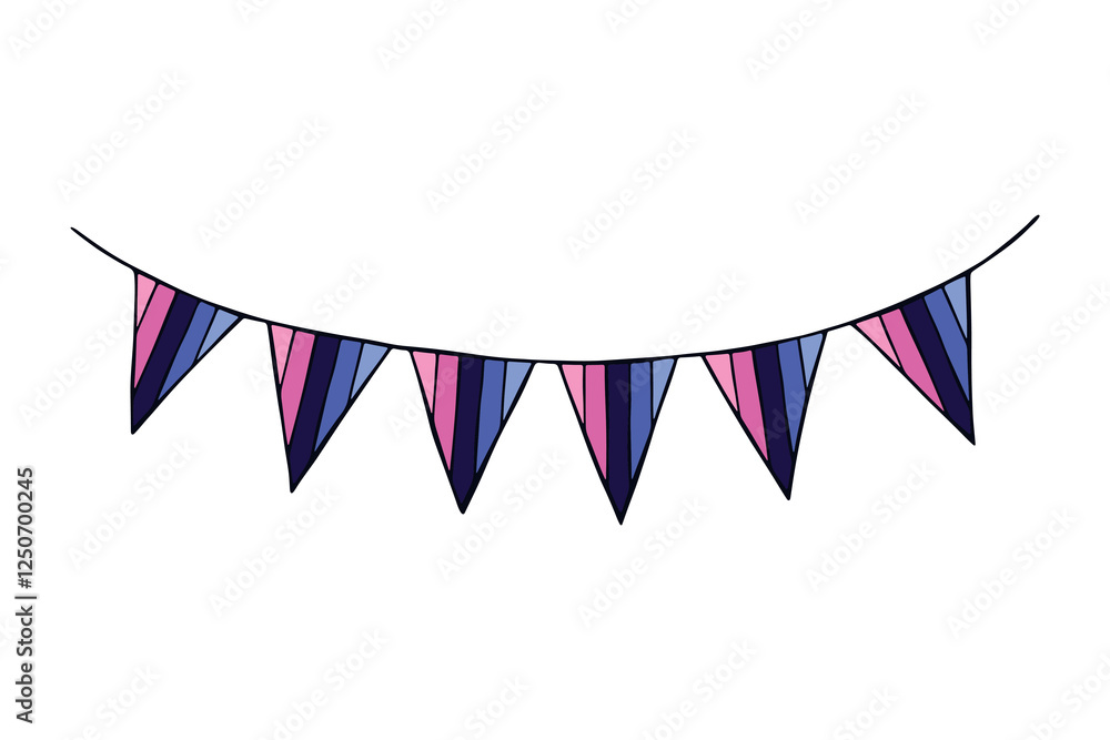 Fototapeta premium Colorful garland Omnisexual pride flag Happy pride day LGBTQ community Pride Month Vector hand drawn doodle for posters, stickers, logo, cards