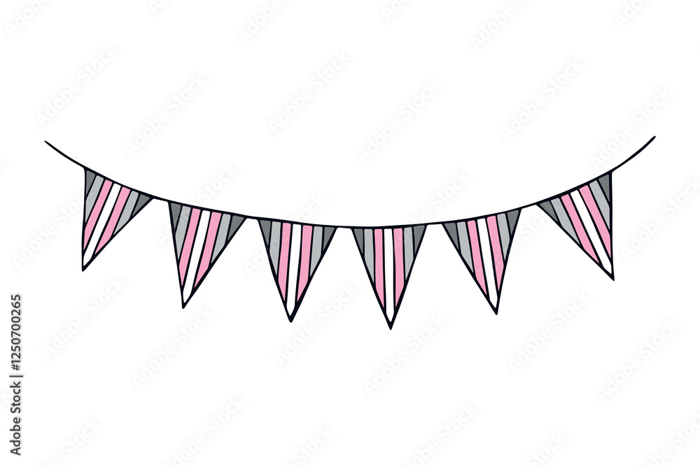 Fototapeta premium Colorful garland Demigirl pride flag Happy pride day LGBTQ community Pride Month Vector hand drawn doodle for posters, stickers, logo, cards
