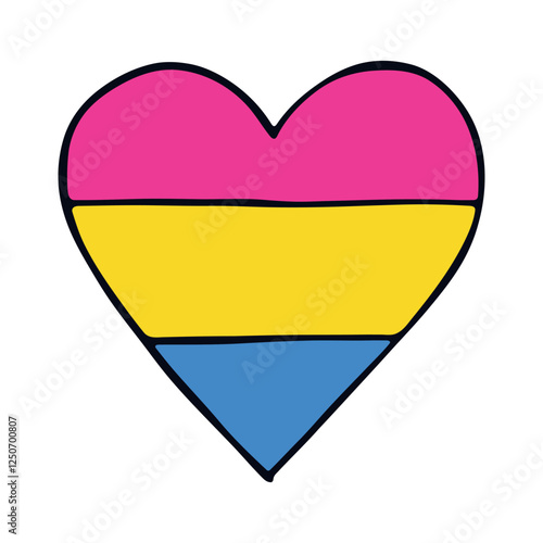 Colorful heart shape Pansexual pride flag Happy pride day LGBTQ community Pride Month Vector hand drawn doodle for posters, stickers, logo, cards Free Download Colorful heart shape Pansexual pride flag Happy pride day LGBTQ community Pride Month Vector hand drawn doodle for posters, stickers, logo, cards - GFXLoad