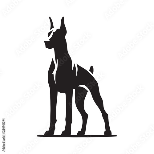 Artistic Doberman Pinscher silhouette with a modern and sleek look - Doberman Pinscher illustration - minimal Doberman Pinscher vector - dog silhouette
