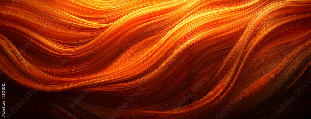 Fiery hair waves, dark background, design texture Fiery hair waves, dark background, design texture