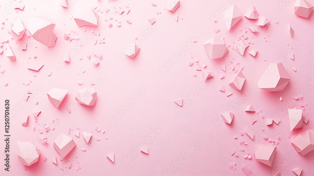 Pink Geometric Shapes Scattered On A Pink Background Pink Geometric Shapes Scattered On A Pink Background