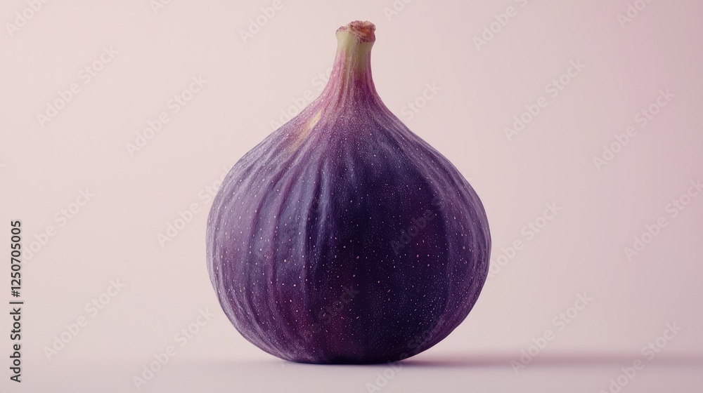 Fototapeta premium A ripe fig with a rich purple hue against the white background, centered cleanly,