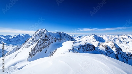 Breathtaking SnowCapped Mountain Range Under a Clear Blue Sky Offering Stunning Outdoor Adventure Opportunities : Generative AI