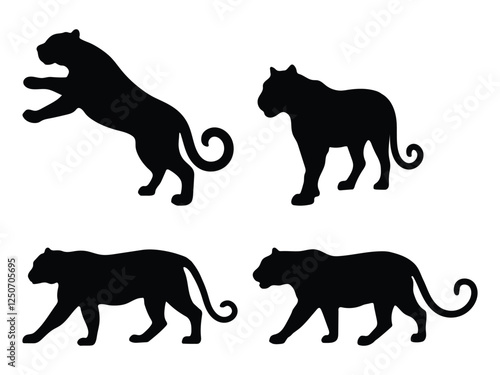 Tiger shadow. Animal silhouettes on white background. Zodiac animal for design, card, sticker, calendar, website, Application. Vector illustration.