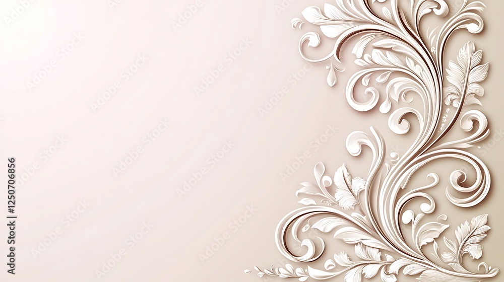 Elegant White Floral Design on Beige Background Elegant White Floral Design on Beige Background
