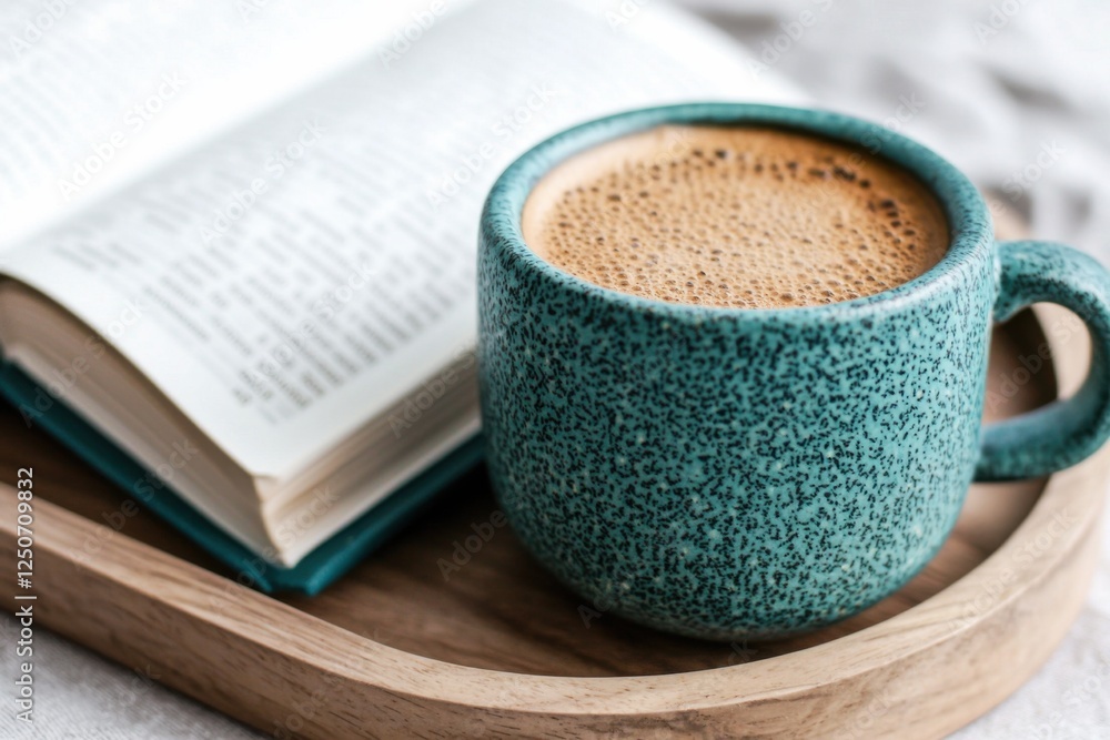Savoring morning coffee with a book cozy home setting warm atmosphere intimate perspective Savoring morning coffee with a book cozy home setting warm atmosphere intimate perspective