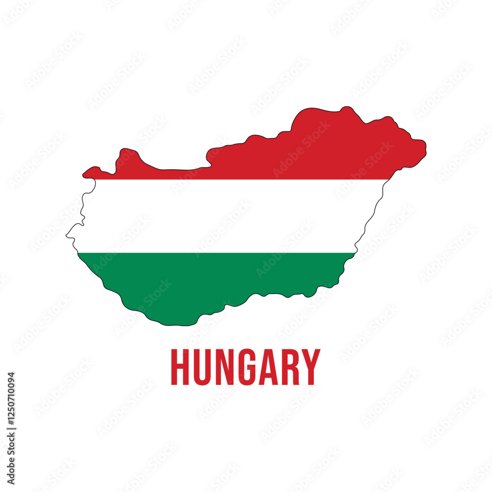 Fototapeta premium Hungary National Flag Map Design, Illustration Of Hungary Country Flag Inside The Map Hungary map vector.