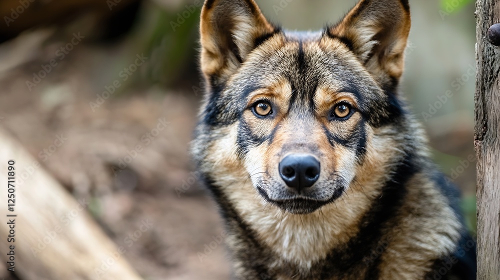 Fototapeta premium Portrait of Beautiful Dog with Striking Eyes Showing Deep Emotion and Connection with Nature : Generative AI