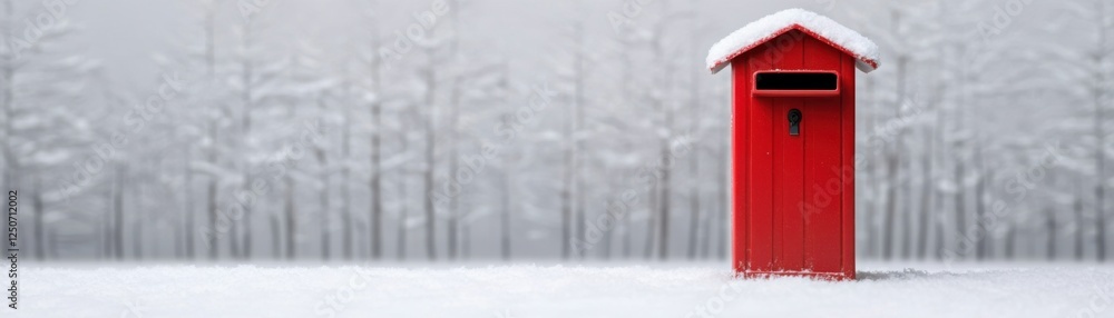 Snowy landscape with a red mailbox in a winter forest nature photography serene environment isolated view winter scene Snowy landscape with a red mailbox in a winter forest nature photography serene environment isolated view winter scene