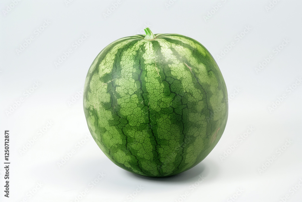 A whole watermelon with a smooth green rind, centered on a seamless white backdrop. A whole watermelon with a smooth green rind, centered on a seamless white backdrop.