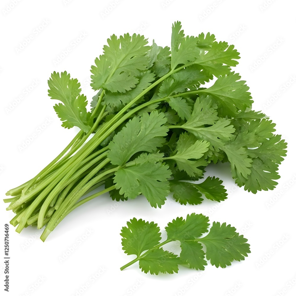 Fresh Coriander Leaves on White Background – Aromatic Herb Fresh Coriander Leaves on White Background – Aromatic Herb