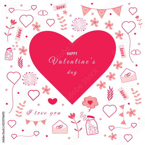 Valentine's day 14 february greeting card. Vector illustration