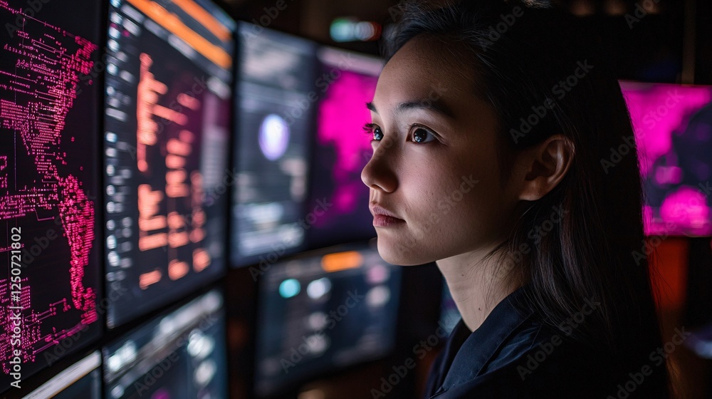 Professional in Cybersecurity Operations Center Analyzing Data Trends Professional in Cybersecurity Operations Center Analyzing Data Trends