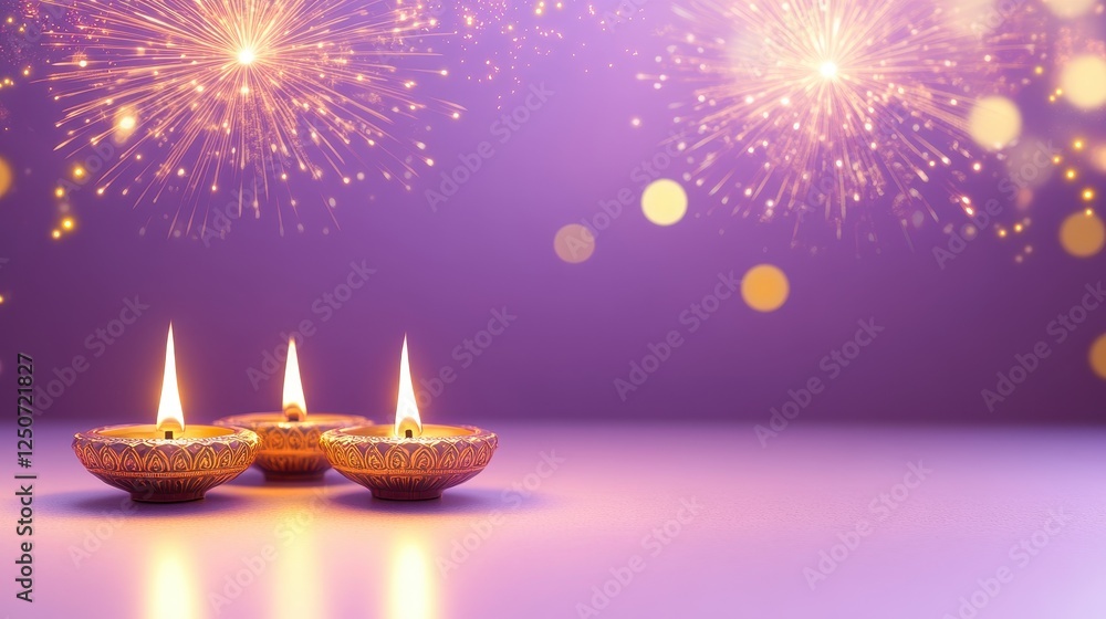 Banner design for diwali festival and purple podium,Diwali light decoration candle with fireworks,Stage,Product display Showcase design sparkle background,Deepavali,Dipavali,3D podium illustration. Banner design for diwali festival and purple podium,Diwali light decoration candle with fireworks,Stage,Product display Showcase design sparkle background,Deepavali,Dipavali,3D podium illustration.
