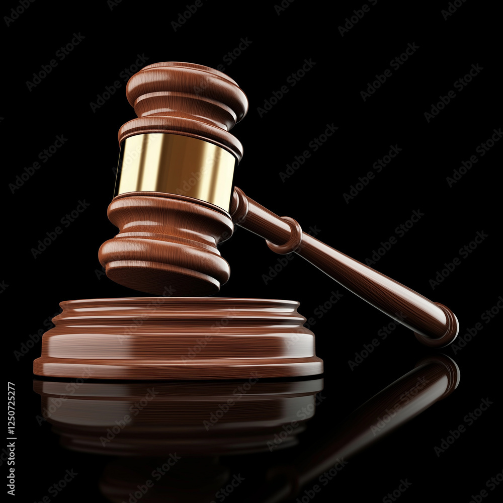 a judges gavel Isolated on black Background