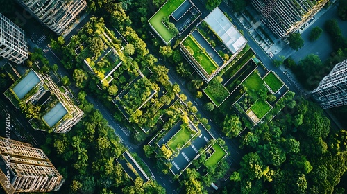 Conceptual design of a corporate building surrounded by a digital overlay of ESG indicators and nature symbols, emphasizing corporate sustainability.