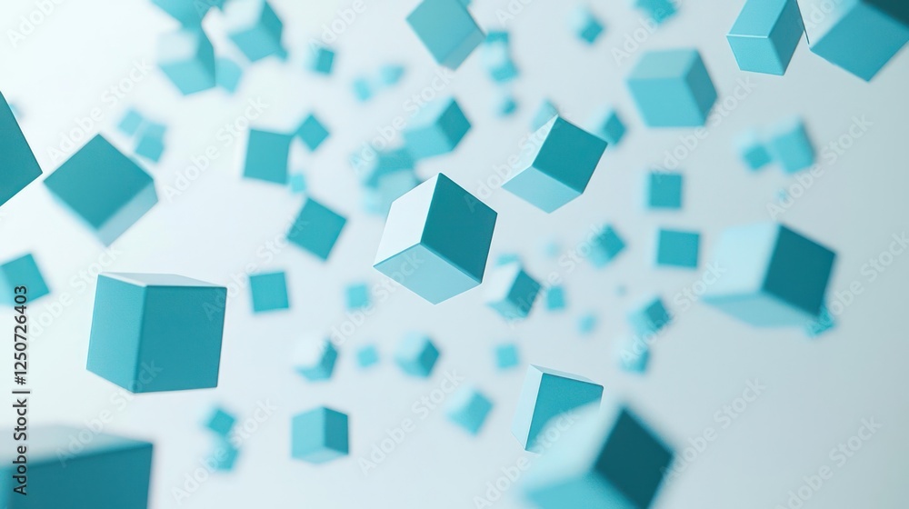 Floating Blue Cubes Abstract Background Floating Blue Cubes Abstract Background