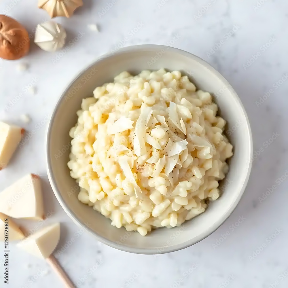 Creamy Risotto in a Bowl with Garnish Creamy Risotto in a Bowl with Garnish