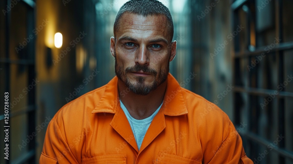 Obraz premium Prisoner in Orange Jumpsuit