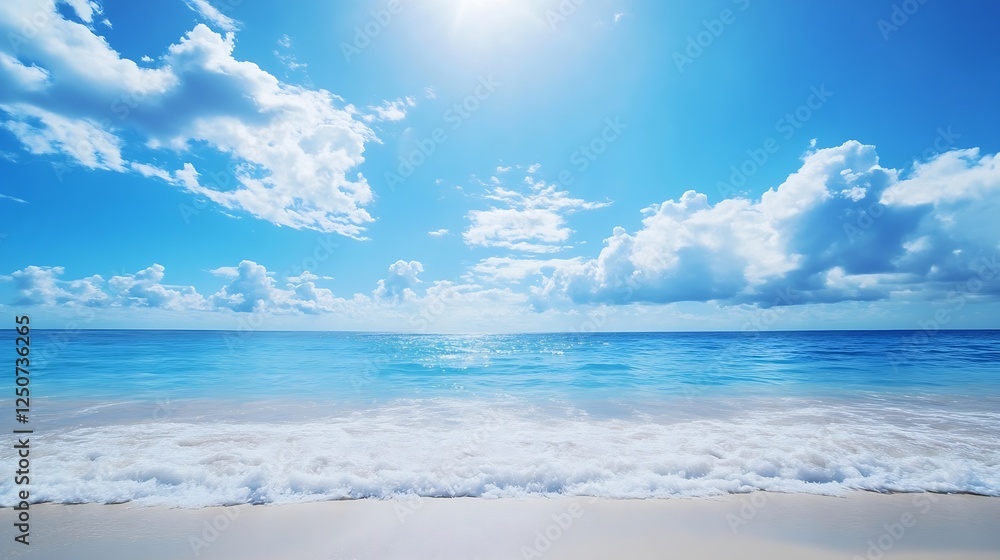 Serene Blue Ocean Waves Under Bright Sunny Sky Perfect for Travel and Relaxation Themes : Generative AI Serene Blue Ocean Waves Under Bright Sunny Sky Perfect for Travel and Relaxation Themes : Generative AI