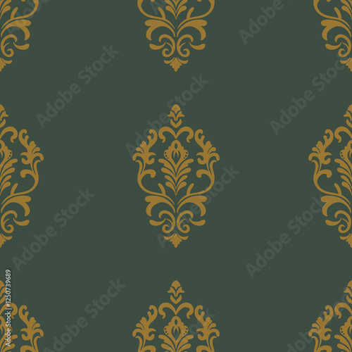 Green and Yellow Damask Seamless Patterns