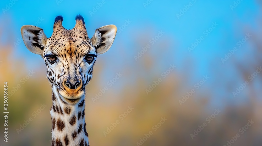 Closeup of a curious giraffe looking directly at the camera : Generative AI