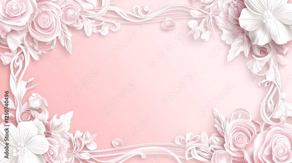 Elegant Pink Floral Frame Design Background Elegant Pink Floral Frame Design Background