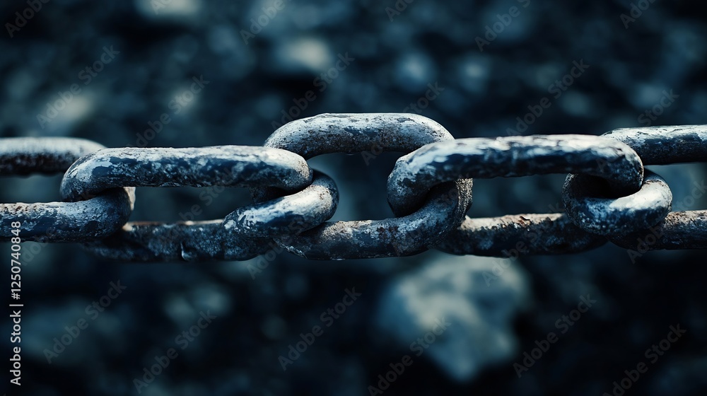 Close Up on Rusty Chain Links on Dark Background : Generative AI Close Up on Rusty Chain Links on Dark Background : Generative AI