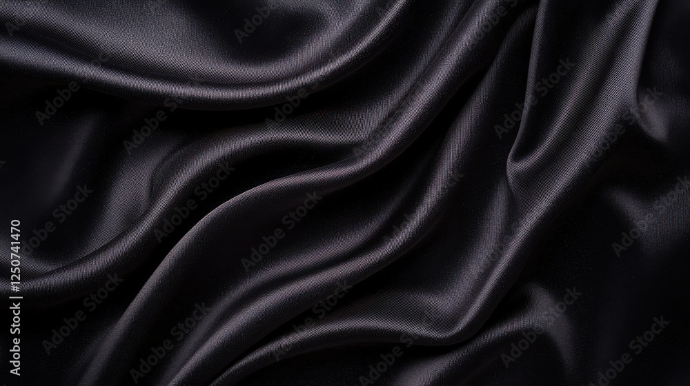 Obraz premium Soft black velvet fabric with elegant drapes and textures