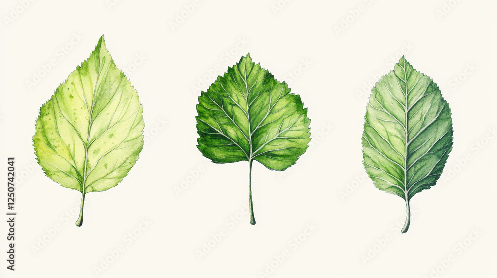 Aspen or elm, alder leaf isolated hand drawn sketch. Vector green foliage, birch tree leafage Aspen or elm, alder leaf isolated hand drawn sketch. Vector green foliage, birch tree leafage