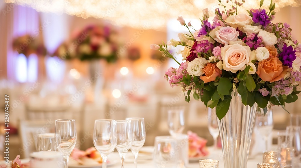 Elegant Wedding Table Setting with Beautiful Floral Arrangement and Romantic Atmosphere : Generative AI Elegant Wedding Table Setting with Beautiful Floral Arrangement and Romantic Atmosphere : Generative AI