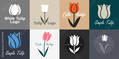 Set of simple tulip logos