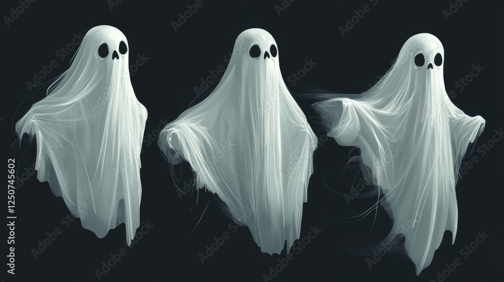 Set of ghosts for design. Vector version also available in gallery Set of ghosts for design. Vector version also available in gallery