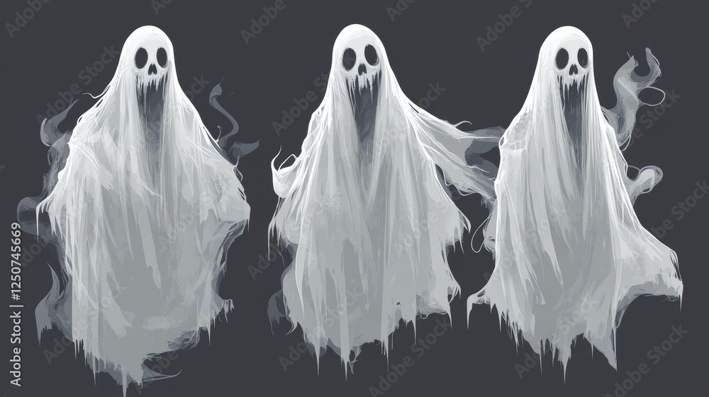 Set of ghosts for design. Vector version also available in gallery Set of ghosts for design. Vector version also available in gallery