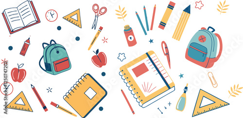 Trendy back to school collage elements set vector