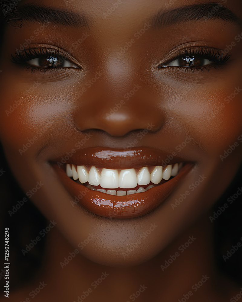 Macro Shot of a Smiling Woman Showing Perfect White Teeth Macro Shot of a Smiling Woman Showing Perfect White Teeth