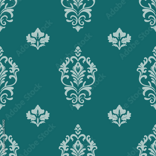 Green and Blue Damask Seamless Patterns