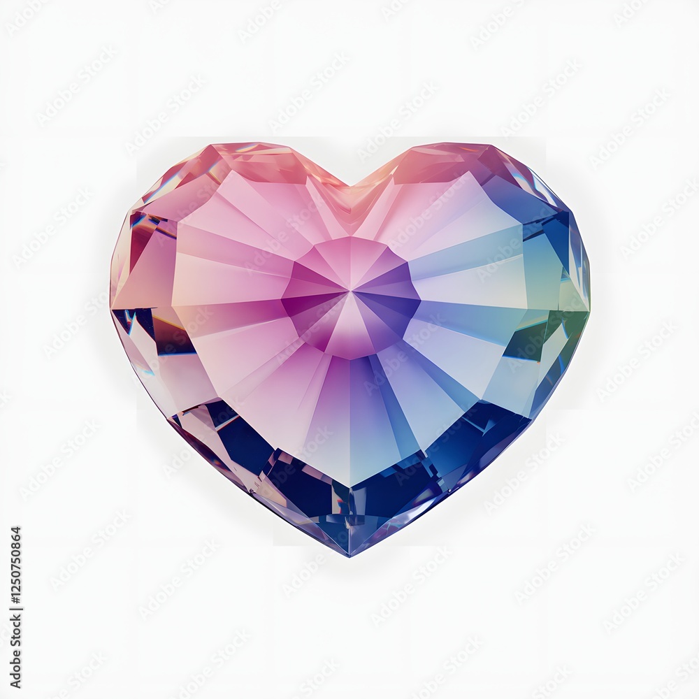 Heart-shaped Multifaceted Crystal with Gradient Colors. Heart-shaped Multifaceted Crystal with Gradient Colors.